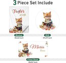 Personalized Baby Crib Bedding Set - Custom Name Cat Theme 3 Pcs Set - Soft Blanket with Double Layer Dotted Backing, Fitted Sheet, Room Rug for Newborns Boys Girls Shower Gift by TinyTreasures Baby Boutique