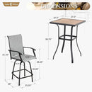 Sophia & William Outdoor Bar Set, Patio Bar Table and Chairs Set, Bar Height Patio Set - 2 x Swivel Bar Chairs(Grey), 1 x Square Bar Table(Wood-Like) by CozyNest Decor