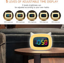 Cute Cat Ear Alarm Clock with RGB 7 Color Night Light & 18 Ringtones,Rechargeable Clock for Kids Bedroom,LED Colorful Digital Display,Bedside Clock for Boys,Girls Birthday Presents(White) by TinyTreasures Baby Boutique