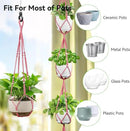 USLAI Macrame Plant Hanger Indoor Outdoor, Up to 4-15 inch Pot, Heavy 20lb Planters, Extra Long Strong Hanging Planter Basket Holder, Boho Home Decor, 35+72 Inch, Pink (POTS NOT Included) by GreenHaven Gardens