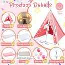 Windyun 6 Pack Kids Teepee Tent for Slumber Party Sleepover Tents for Girls Party with Air Mattress, Star Lights, Blankets Trays Sheets, Natural Cotton Toddler Play Teepee for Indoor Outdoor(Pink) by TinyTreasures Baby Boutique