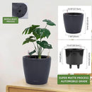 Dexceder 11x10 Inches Self Watering Planter Indoor Outdoor, Inner Pot Design, Thickened Table Flower Plant Pot with Water Level Indicator (Slate Gray Matte) by CozyNest Decor