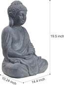 TOETOL Outdoor Buddha Large Statue Meditative Asian Zen Indoor 20” High Medium Yard Decor Magnesium Oxide Stone for Yard Garden Patio Deck Home, Dark Grey by GreenHaven Gardens