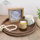 Round Burnt Wood Serving Tray with Beads, Wooden Decorative Tray for Entertaining, Decoration, and Gifting, by CozyNest Decor