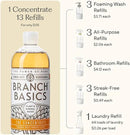 Branch Basics Premium Starter Kit in Glass: All Purpose Cleaner, Glass Cleaner, Bathroom Cleaner, Wash Bottle, and Laundry Bottle (3 Glass Spray Bottles + Concentrate) Fragrance-Free by CozyNest Decor