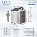 Domi 6x6 FT Outdoor Resin Storage Shed, All-Weather Double-Wall Storage Building for Backyard, Garden, Lawn Tools, Mower, Bike & Pool Equipment, Lockable Doors, Ventilated Roof, Grey by GreenHaven Gardens