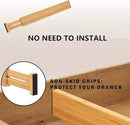 BAMEOS Drawer Dividers kitchen Organization Bamboo Utensil Organizers for Kitchen Bedroom Bathroom Dresser Office 4-pack by CozyNest Decor