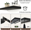 Floating Shelves for Wall, Large Wall Mounted Shelves with Invisible Brackets, Long Wood Floating Shelf Shelves for Living Room, Bedroom, Kitchen, (Black, 55" W x 9" D x 1.5" H) by TinyTreasures Baby Boutique
