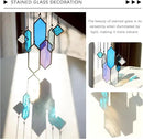 HDCRYSTALGIFTS Stained Glass Window Hanging Suncatchers - 7 Pieces Handcrafted Element Earth Tones Set,Modern Blue Wall Art Sun Catchers Indoor Window Glass Decor Gifts for Mom,Grandma by GreenHaven Gardens