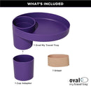 Travel Tray Oval USA Made Extend Your Current Cup Holder to Hold Your Cup Plus A Tray for Snacks, Toys and Accessories. Use in a Car Seat, Booster, Stroller, Golf Cart, Outdoor Chair, Purple by TinyTreasures Baby Boutique