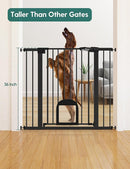 Babelio 36" Tall Upgraded Baby Gate with Cat Door,29-43" Auto Close Durable Dog Gate for Stairs,Doorways and House,Easy Walk Thru,Includes 4 Wall Cups,Black by TinyTreasures Baby Boutique