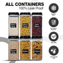 Shazo Airtight Food Storage Containers with Lids - 6 PC BPA Free Clear Plastic Cereal Containers with Easy Lock Lids for Kitchen and Pantry Organization for Snacks and Pasta - 1.2 L by CozyNest Decor