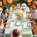 Grencian 200Pcs Fall Plates and Napkins Square Autumn Pumpkin Plates Thanksgiving Paper Platter Tableware Sets for Thanksgiving Harvest Party Decorations, Serves 50 by CozyNest Decor