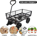 Heavy Duty 480 Lbs Capacity Mesh Steel Garden Cart Folding Utility Wagon with Removable Sides (Black) by GreenHaven Gardens