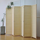6 Panel Folding Room Divider Screen, Bamboo, for Separation, Beige, 67" H x 92.1" W by CozyNest Decor