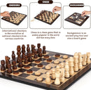 3-in-1 Wooden Chess, Backgammon Set and Checkers Set- 12 Inch Portable Board Game for Kids and Adults, Classic Strategy Game with Durable Chess Pieces Perfect for Travel Family Game Educational Games by TinyTreasures Baby Boutique
