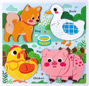 Farm Animal Puzzles for Toddlers 1-3, Gifts for 2 3 Years Old Girls Boys,Wooden Montessori Puzzle 2-4, Toddler Toys Learning Educational Toys Kids Ages 2-3 by TinyTreasures Baby Boutique