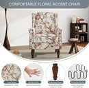 UIXE High Back Accent Chair, Wingback Upholstered Armchair in Fabric for Living Room, Retro Arm Chairs Nailhead Trim Single Sofa Bedroom Reading Seat with Solid Wood Legs - Beige Floral by CozyNest Decor