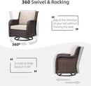 Towallmark Outdoor Swivel Wicker Glider Patio Chairs with Table Set, 3 Pieces Outdoor Bistro Set with 4”Thick Cushions and Coffee Table for Porch, Balcony, Deck (Beige) by GreenHaven Gardens
