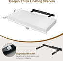 Fun Memories White Floating Shelves 16 Inch Long, 8 Deep Floating Shelf Wall Mounted, 16 x 8 Inch Wooden Bathroom Shelves, Deep Storage Shelves for Living Room, Kitchen, Set of 2 by CozyNest Decor