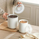 Food Storage Containers with Airtight Lids: Ceramic Canister Sets for Kitchen Countertop - Porcelain Jar for Coffee Tea Flour Sugar Rice Cookies Candy - White (42+75 oz) by CozyNest Decor