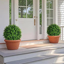 Artificial Topiary Tree with Eucalyptus, Set of 2 Artificial Shrub Bushes with Ground Spike, Fake Evergreen Tree for Porch, Artificial Plants for Outdoor Planters Indoor UV Resistant by CozyNest Decor