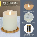 Flameless Candles Battery Operated with Timer, 3D Moving Flame Flickering, Last 600+ Hours Battery Candles, 3" x 4" Ivory Real Wax Electric LED Candle for Wedding Party Decorations by CozyNest Decor