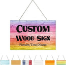Custom Wood Sign With Hanging String, Personalized Wooden Name With Text Logo Photo, 20 Fonts, 100 Colors, Design Your Welcome for Front Door, Farmhouse 15.7x9.8 Inch by CozyNest Decor