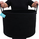 OrganiHaus Large Laundry Basket, Woven Cotton Rope Basket for Blankets, Toy Storage, Nursery Hamper, Living Room Decor Organizer, Soft & Durable Hamper with Handles, 20x13 inches - Black by TinyTreasures Baby Boutique