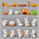 21Pcs Mini Rabbit and Carrot Figurines 1inch Cute Resin Bunny Cake Toppers for DIY Fairy Garden Dollhouse Moss Landscape Crafts Easter Decors by GreenHaven Gardens