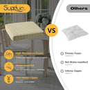 Outdoor Square Corner Seat Cushion, 19"x19"x3", Set of 4, Non Slip Seat Cushion Pads with Removable Cover for Patio Furniture, Garden Yard Lawn, Beige Brown Stripe by GreenHaven Gardens