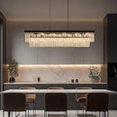 Crystal Chandeliers for Dining Room Light Fixtures Over Table，18-Lights Black Modern Rectangle Chandeliers for Kitchen Island Bar L46 Inch by CozyNest Decor