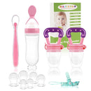 WAJIAYON Baby Fruit Feeder Pacifier | Infant Food Feeder Pacifier & Food Dispensing Spoon | Mesh Fresh Fruit Teethers for Babies | Silicone Feeder Baby Shower Gifts for Boys and Girls (Pink) by TinyTreasures Baby Boutique