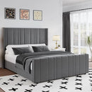 HOMBCK Queen Bed Frame Upholstered Bed with Velvet Headboard & Footboard, Vertical Channel Tufted Design/Wooden Slats/Noise Free/No Box Spring Needed/Easy Assembly, Grey by CozyNest Decor
