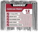 RAOOKIF 12 Inch Galvanized Garden Landscape Staples, 20/50/100/200Pcs Garden Metal Stakes, 11 Gauge Heavy Duty Ground Stakes for Decoration, Fence and Lawn Use, Fabric Pins (50, 12 Inch) by CozyNest Decor