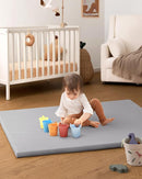Blissful Diary Vegan Leather Baby Play Mat, 50x50 Thicken Foam Cushioned & Waterproof Playpen Mat for Infants and Toddlers, Stylish and Just Wipe-Clean Playmat for Baby Play on Floor, Light Gray by TinyTreasures Baby Boutique