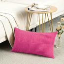Fancy Homi 2 Packs Hot Pink Lumbar Decorative Throw Pillow Covers 12x20 Inch for Living Room Couch Bed Sofa, Rustic Farmhouse Boho Home Decor, Soft Striped Corduroy Rectangle Accent Cushion Case by CozyNest Decor