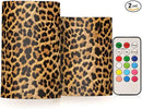 Flickering Flameless Candles, Leopard Texture LED Candles with Remote Timer, Set of 2 Battery Operated Candle for Valentine Wedding Birthday by GreenHaven Gardens