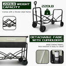 Large Collapsible Wagon Foldable for Grocery, Beach, Park, Yard, 34 x 18 Inch Inner Storage. Folding Utility Shopping Cart on Wheels. Heavy Duty, Durable w/Cupholders (Black-Gray) by GreenHaven Gardens