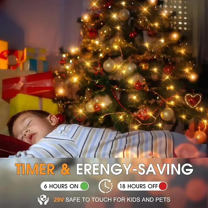 KNONEW 403FT 1000 LED Christmas Lights Outdoor String Lights 8 Modes & Timer Fairy Light Plug in Waterproof LED String Lights for Xmas Yard Tree Wedding Party Holiday Decorations (Warm White), photo 6 of 9