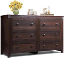 WLIVE Farmhouse 6 Drawer Dresser for Bedroom, 53.07'' Wide Wood Dresser, Storage Organizer with Double Rustic Handle, TV Stand for 60 inch TV, Chest of Drawers for Living Room, Hallway, Brown by CozyNest Decor