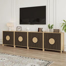 Set of 2 TV Stands with Storage, 65 Inch Symmetrical Arc Accent Sideboard Large Console Table with Adjustable Shelves, Mid Century Modern TV Stand for Living Room, Dining Room by CozyNest Decor
