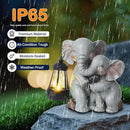 Solar Garden Decor - Mother Baby Elephant Statue with Solar Lantern 7" Resin Elephant Figurines Outdoor Yard Porch Lawn Patio Decor Housewarming Birthday Gift for Mom Grandma Women by GreenHaven Gardens
