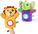Jollybaby Hand Puppets Baby Toy 0-6-12 Months, Plush Stuffed Animal Hand Puppets Toys for Kids，Sensory Doll with Rattle and Mirror for Toddler，Social Emotional Play Therapy Toys for Boy Girl Gift by TinyTreasures Baby Boutique