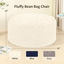 Memory Foam Bean Bag Chair for Adults/Teens, Bean Bag Sofa with Fluffy Removable Cover, for Living Room Bedroom, 4FT White by CozyNest Decor