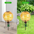 10" Diameter Solar Gazing Ball and 8.5" Metal Stand Indoor Outdoor Garden Ornament Glass Globe Sphere Yard Art Gazing Globe for Garden,Home,Lawn,Porch,Patio Birthday Gift for Women(Orange) by CozyNest Decor