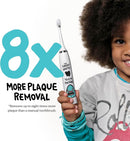 Kids Electric Toothbrush - Rechargeable Vibrating Toothbrush with Timer, Includes 6 Replacement Heads, Gently Cleans Little Teeth, for Girls and Boys, Kids & Toddlers Age 2+, Shark by TinyTreasures Baby Boutique