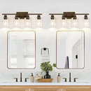 4 Light Bathroom Light Fixtures, Oil-Rubbed Bronze Modern Vanity Lights with Clear Glass Shades, Bathroom Wall Lamp for Mirror Living Room Cabinet by CozyNest Decor