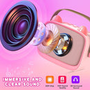 Mgaolo Upgraded Mini Karaoke Machine Toy for Kids, Portable Bluetooth Speaker with 2 Wireless Mics, Emoji & Colorful LED Lights, Home Travel & Party Play Gifts for Boys Girls (Pink) by TinyTreasures Baby Boutique