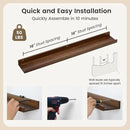 Picture Ledge Wall Shelves 36 inch Width Set of 2, Solid Pine Wood Rustic Floating Ledge Shelves for Wall for Kids' Room Bedroom Kitchen Bathroom Living Room Nursery Display Wall Decor, Walnut by CozyNest Decor